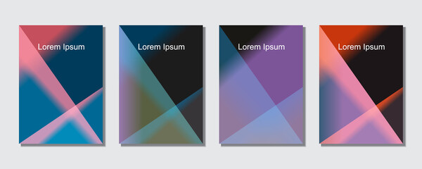 Set of abstract covers design templates with trendy gradient background.  Cool vibrant colors. Applicable for banners, flyers, presentations, posters and reports. Eps10 Vector illustration.