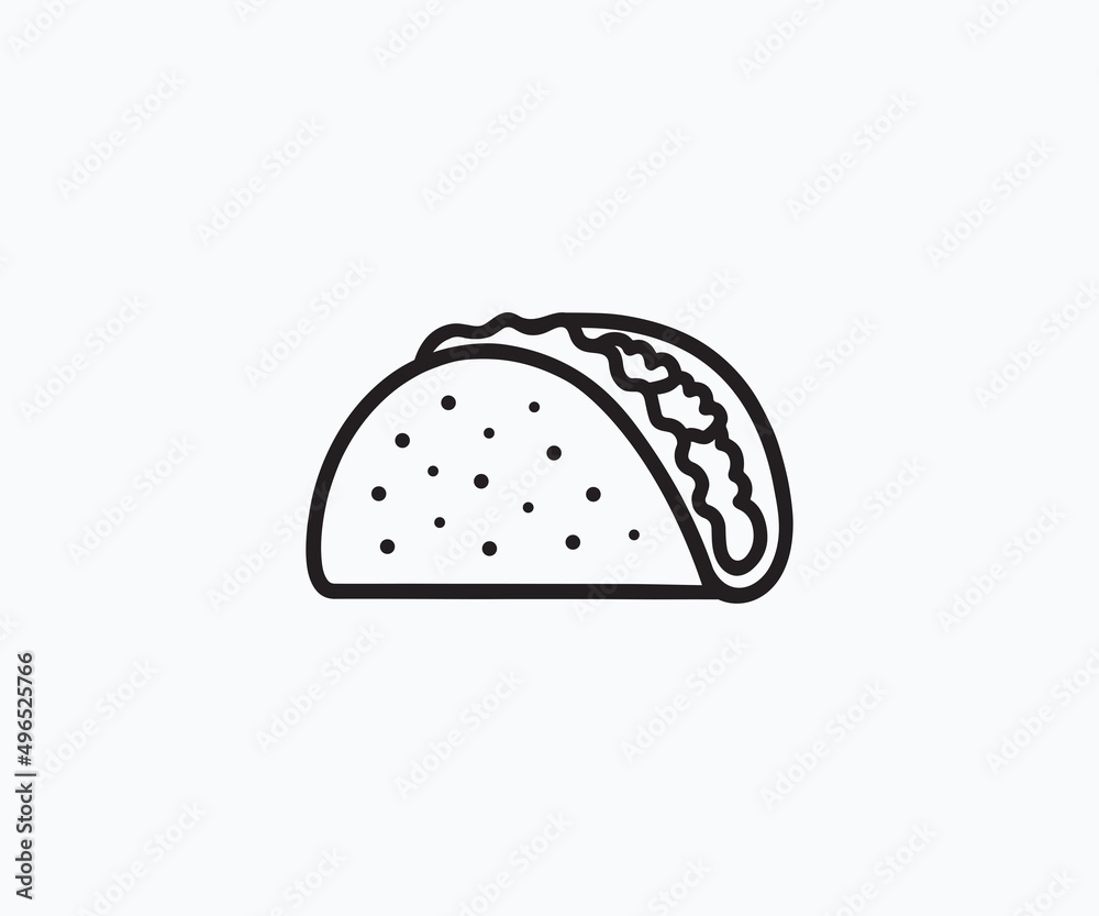 Wall mural taco vector icon art, logo, and graphics.