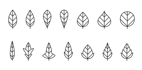 leaf line icon set. eco and botanical symbols. vector image for nature concepts and web design