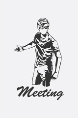 meetiing illustration sketch design icon logo vector	