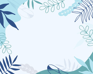 Soft colored background with tropical leaves. Boho style.