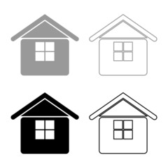 Home set icon grey black color vector illustration image solid fill outline contour line thin flat style