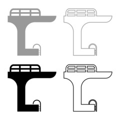Tower in the pool for jump board diving springboard swimming set icon grey black color vector illustration image solid fill outline contour line thin flat style