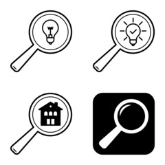 Magnifiers Flat Icon Set Isolated On White Background