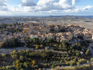 Fototapeta premium Aerial view on old town Montepulciano, Tuscany, Italy