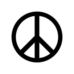  Symbol pokoju i pacyfizmu, czarna ikona wektorowa. © KR Studio