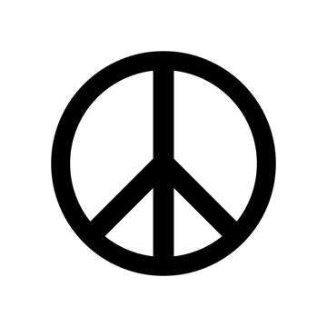  Symbol pokoju i pacyfizmu, czarna ikona wektorowa.