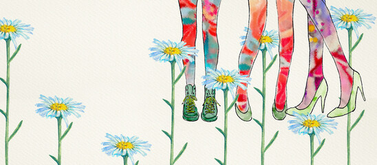 Spring style. Watercolor concept background, design element