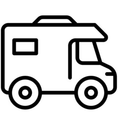 Simple modern motorhome vehicle icon outlined isolated