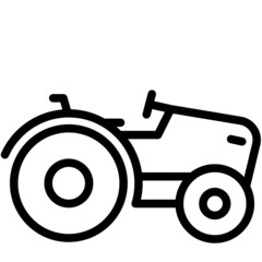 Simple modern agricultural tractor icon outlined isolated
