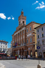 Fototapeta na wymiar FOLIGNO, ITALY, 7 AUGUST 2021: Square in the historic center