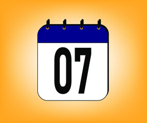 day 7 date icon. blue calendar for weekdays and month. dates for meeting and events vector illustration