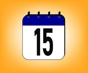day 15 date icon. blue calendar for weekdays and month. dates for meeting and events vector illustration