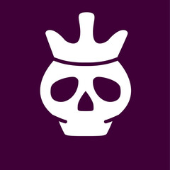Dead head coronation horror.Dead king skull and crown.Mascot logo.Isolated on white background. Vector flat illustration.