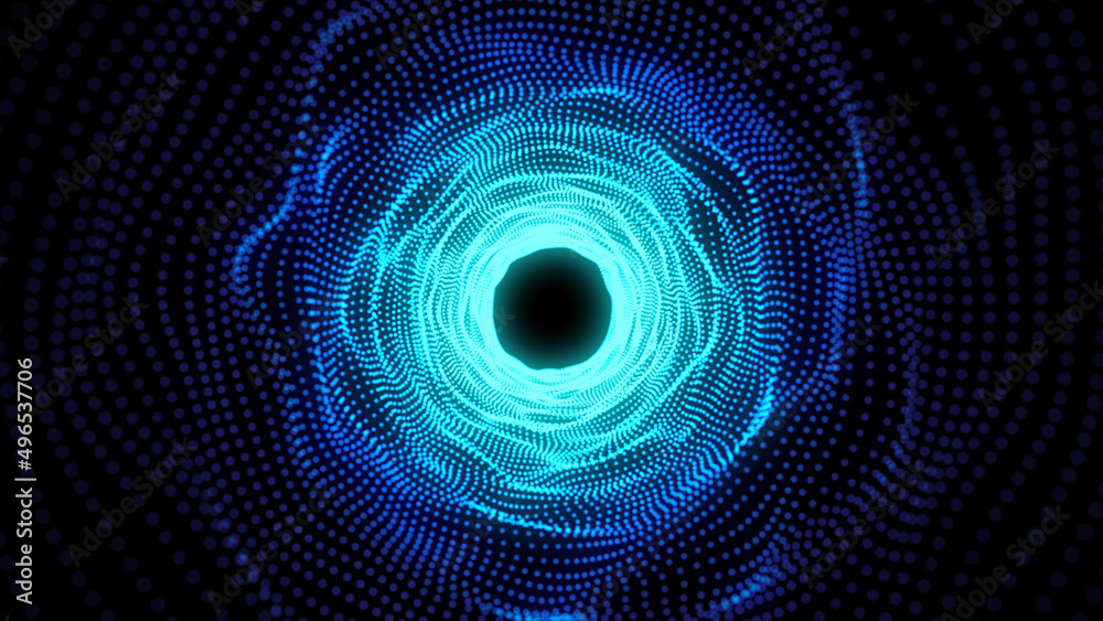 Wall mural abstract digital motion background. organic wavy tunnel abstract. futuristic technological abstract 