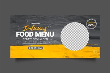 Delicious food menu web banner template design 
