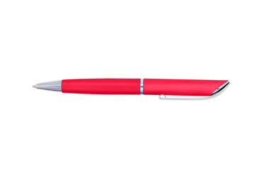 Red metal ballpoint isolated on white background