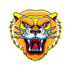 Lion Mascot Logo. Head Of Lion Isolated Vector Illustration. 