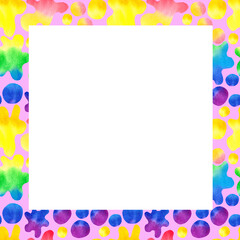 Watercolor abstract frame Colorful bubbless