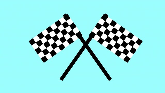 Black and white racing flags isolated on transparent background with alpha channel.