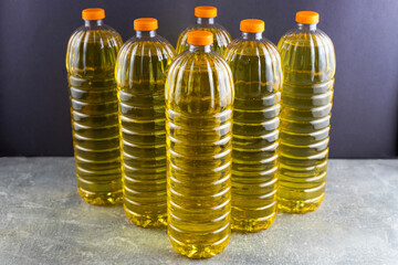photo of bottles with sunflower oil