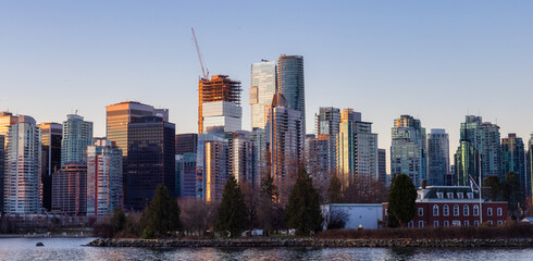 Fototapeta na wymiar Panoramic View of Modern City Building Skyline.