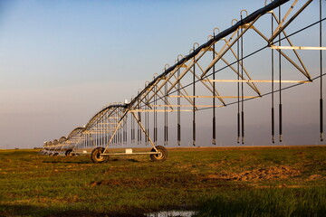 Fototapeta na wymiar Modern drip irrigation system on field.