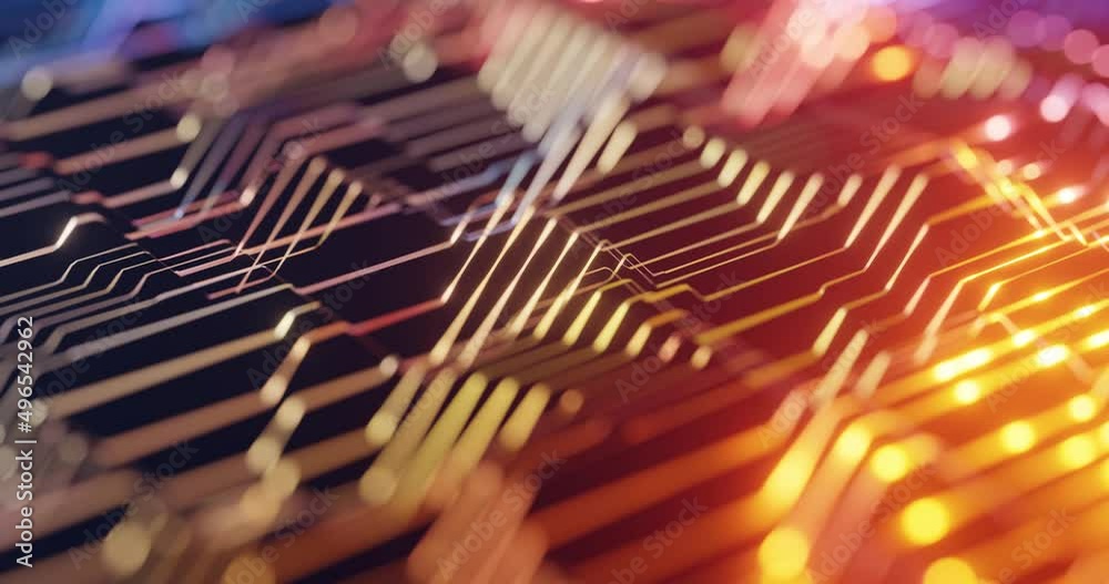 Poster abstract futuristic electronic circuit technology motion background. digital data flow with blue and