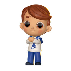 Child making the first communion dressed as a sailor 3d