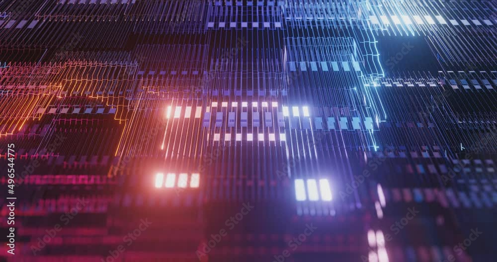 Poster motion of digital data flow on cyberspace grid. transferring of big data, digital data connection, t