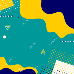 yellow and blue background with little triangles and squares 