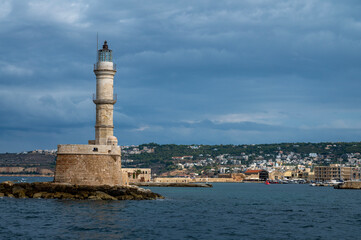 lighthouse in the port in Chania