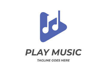 Play Music Video Media Player App Button Icon Logo Design Vector