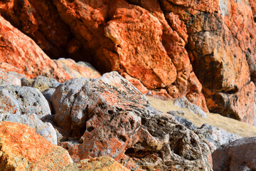 red stone on the beach