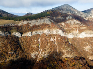 Aerial view of Balkan Mountains and Vratsata pass, Bulgaria