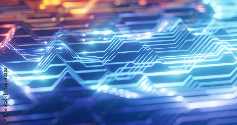 Canvas Prints blue circuit board background. abstract futuristic technology . digital data flow with blue and oran