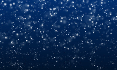 Falling snow flakes banner. White snowflakes flying in the air. Snow flakes, snow background. Winter snowfall illustration