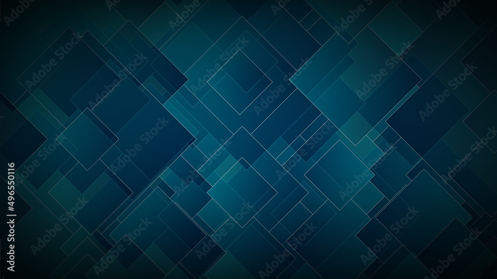 Wall mural modern abstract background with mosaic squares elements and dark green color