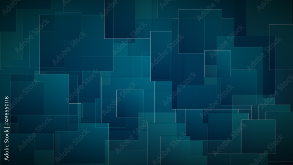 Wall mural modern abstract background with mosaic squares elements and dark green color