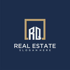 Obraz na płótnie Canvas RQ initial monogram logo for real estate design