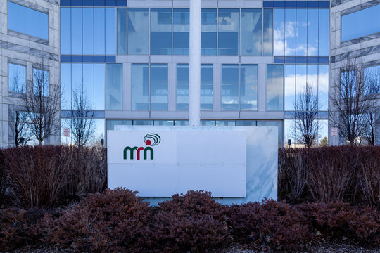 Deerfield, Illinois, USA - March 27, 2022: The sign for MRN American headquarters in Deerfield, Illinois, USA, March 27, 2022. MRN is a market-leading Clinical Trial Support Organization. 