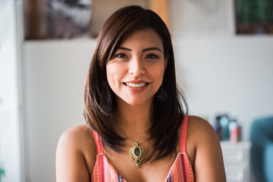 Close-up Of A Smiling Latina Woman