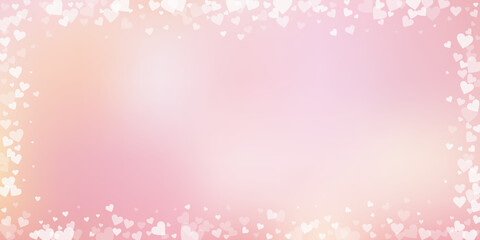 White heart love confettis. Valentine's day frame