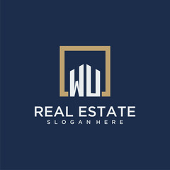 Obraz na płótnie Canvas WU initial monogram logo for real estate design