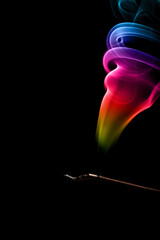 Incense Stick with Colorful Abstract Smoke Trail