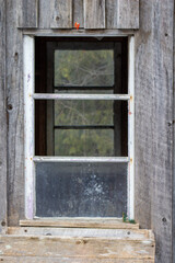 old wooden window with a window