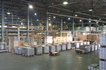 warehouse of finished products in production. warehouse in the sunlight.