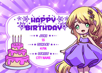 happy birthday cute princess invitation 