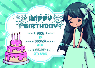 happy birthday cute princess invitation 