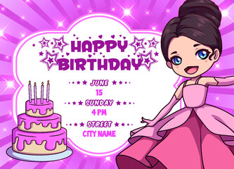 happy birthday cute princess invitation 